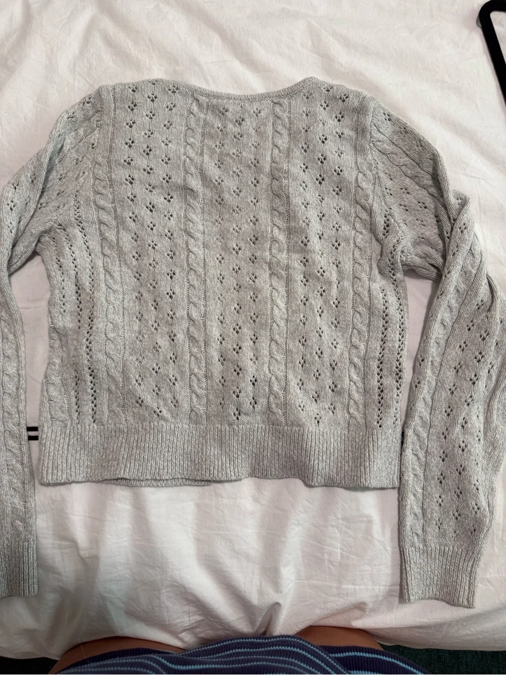 abercrombie kids Light Gray Pointelle Button-Front Cardigan